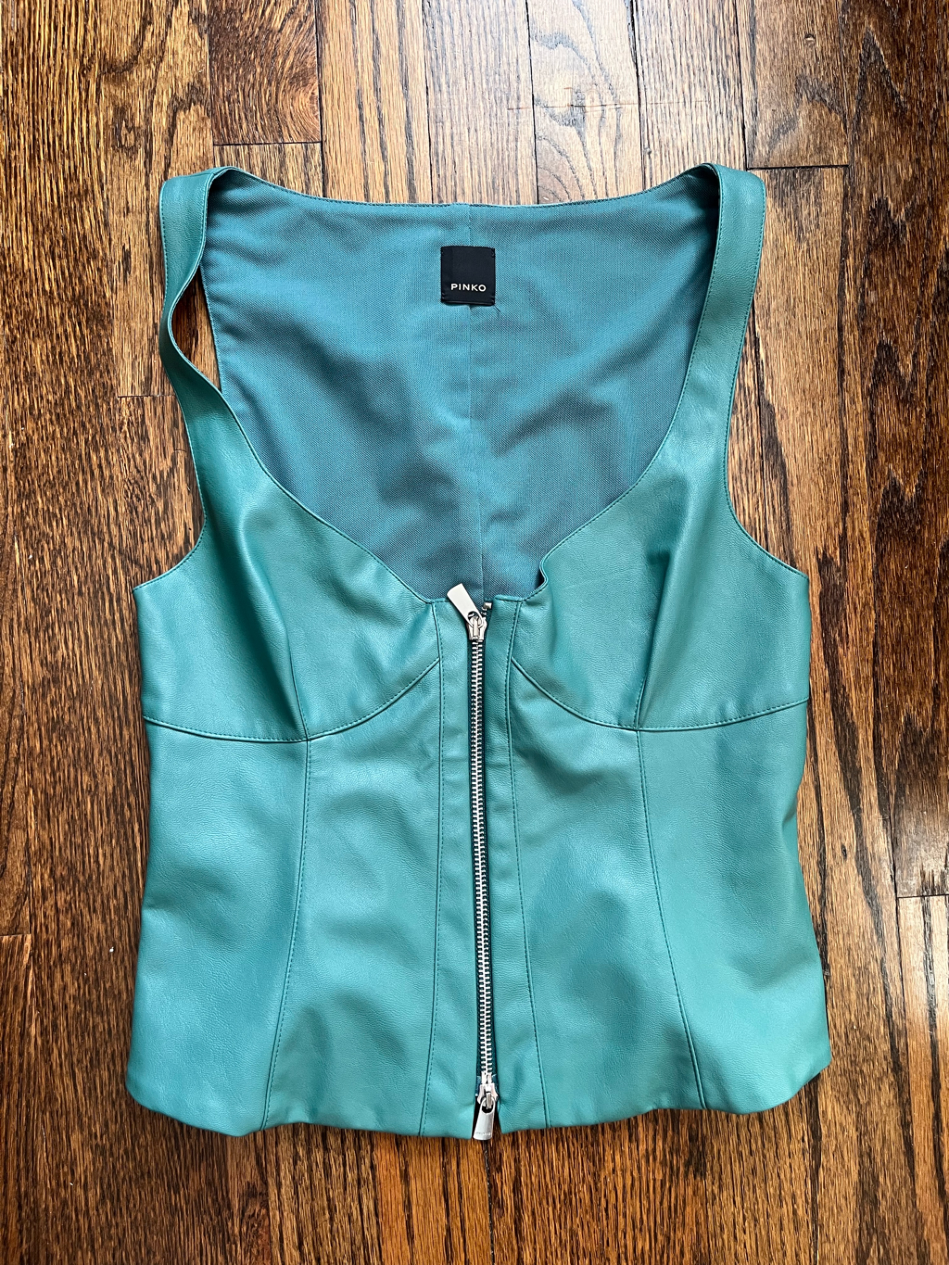 Pinko Tower Bridge Top Faux Leather Size S